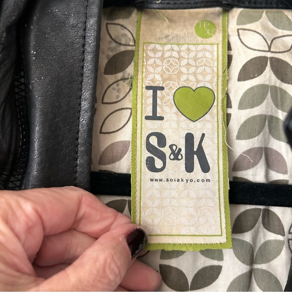 Soia & Kyo Hooded Black Leather Zip Motorcycle Jacket Women's Size X Small - Picture 15 of 15